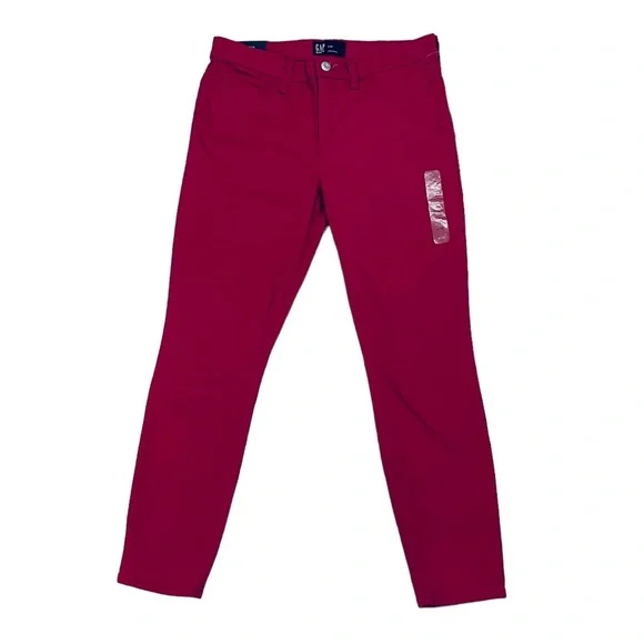 NWT GAP Midrise Super Skinny Denim Leggings in Cranberry Size 6/28 - Picture 2 of 11
